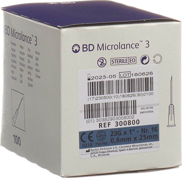 BD MICROLANCE 3 Injektion Kanüle 0.60x25mm blau 100 Stück