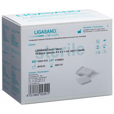 Ligasano Schaumstoff Kompressen 5x5x1cm steril 10 Stück