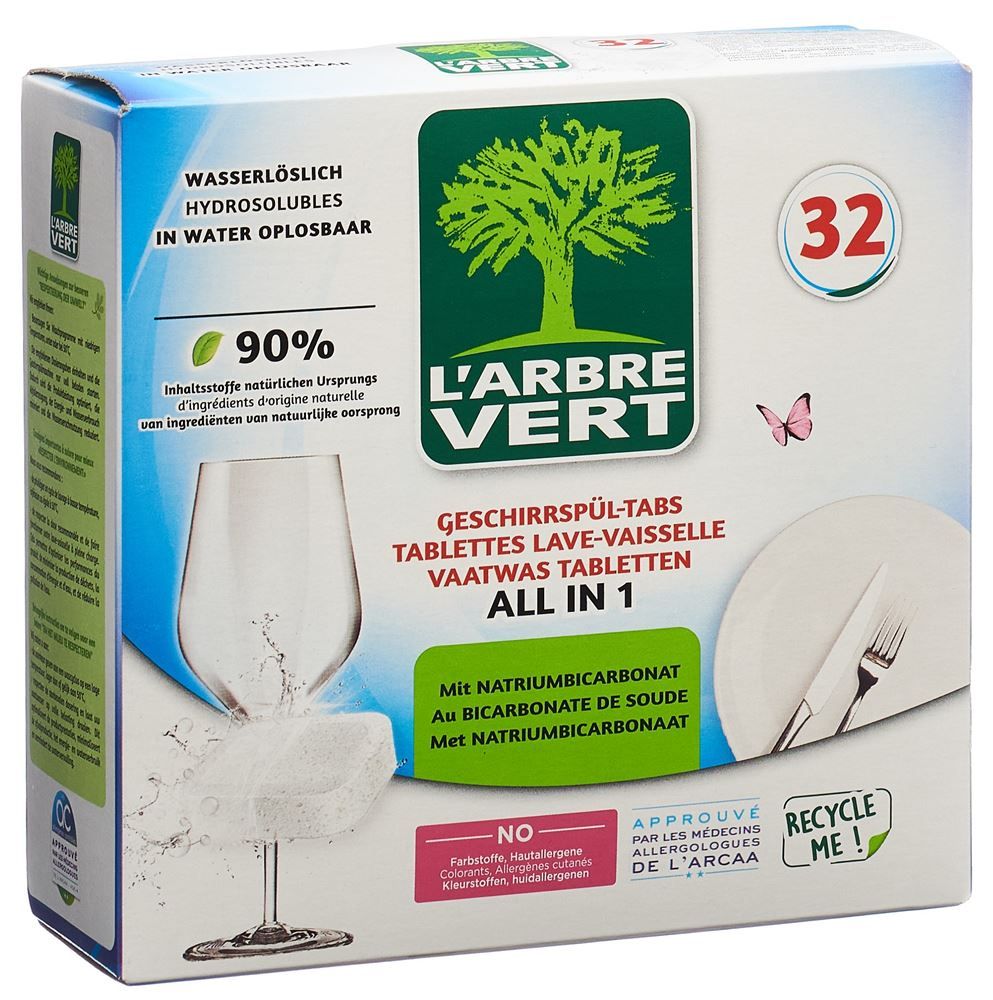 L'ARBRE VERT Öko Geschirrspül-Tabs All-in-1 32Stück