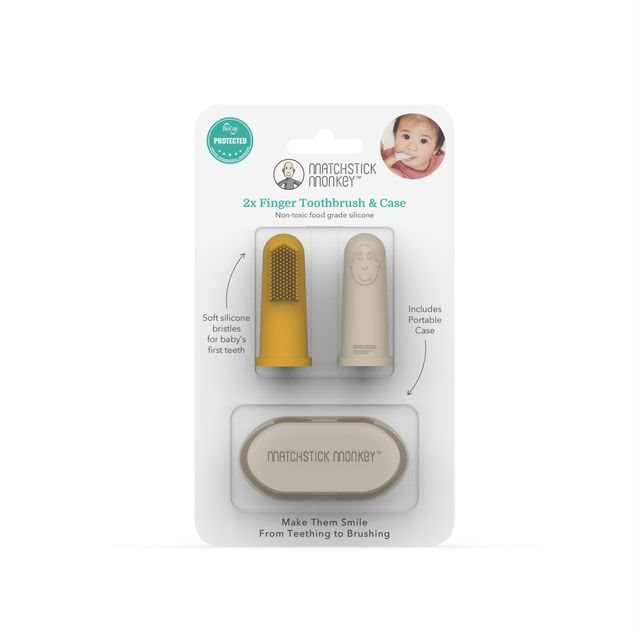 MATCHSTICK MONKEY Fingerzahnbürste beige & gelb 2 Stück