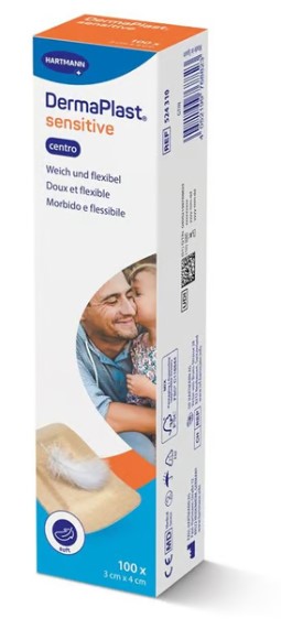 DermaPlast® Sens Cent Strips 3x4cm beige 100 Stück