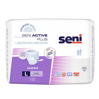 Seni Active Plus Pants Einweghosen L atmungsaktiv Hüftumfang 100-135cm 7 Tropfen 10 Stück