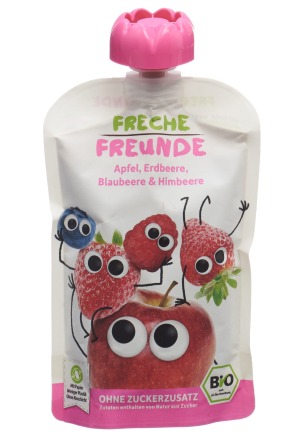 FRECHE FREUNDE Quetschm Apfel, Erdbeere, Kirsche, Blaubeere und Himbeere 100g