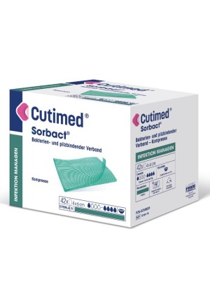 Cutimed Sorbact Kompresse 4x6cm bakterienbindend steril 5 Stück