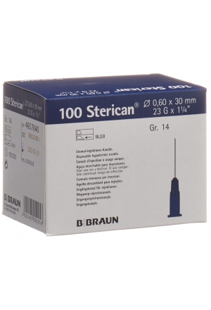 STERICAN Kanüle G23 0.6x30mm 1 1/4 lang blau 100 Stück STERICAN Kanüle G23 0.6x30mm 1 1/4 lang blau 100 Stück