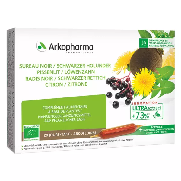 Arkofluide Holunder Rettich Löwenzahn Zitrone Bio Trinkamp 20 Stück Arkofluide Holunder Rettich Löwenzahn Zitrone Bio Trinkamp 20 Stück
