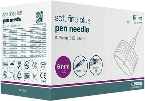 KLINION Soft Fine Pen Nadeln 6 mm 31G 110 Stück