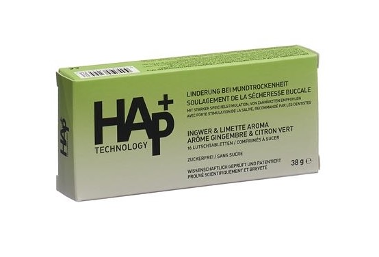 HAp+ Lutschtabl Ingwer & Limette Aroma 16 Stück HAp+ Lutschtabl Ingwer & Limette Aroma 16 Stück