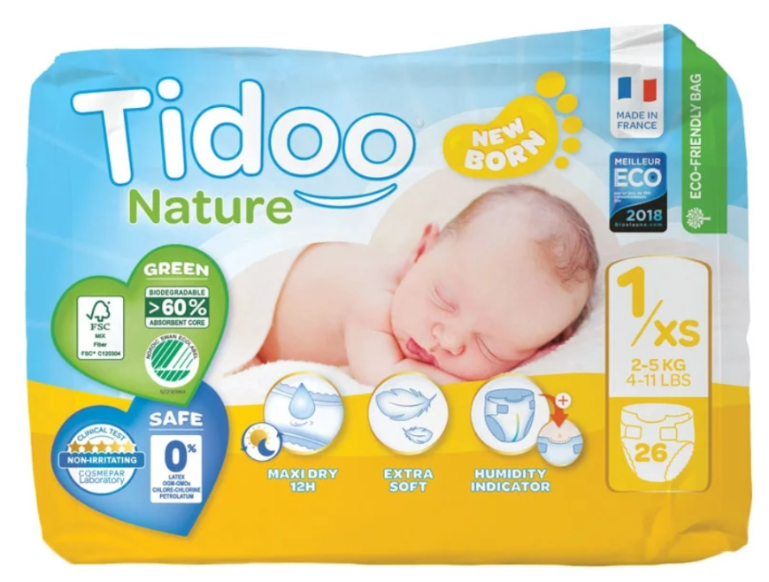 TIDOO Windel T1/XS (2-5kg) Newborn 26 Stück