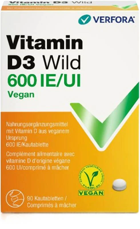 VITAMIN D3 WILD Tabletten 600 IE vegan 90 Stück