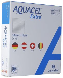 AQUACEL Extra Hydrofiber Verband 10x10cm 10 Stück