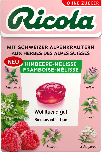 Ricola Himbeere-Melisse o Zucker m Stevia Box 50g