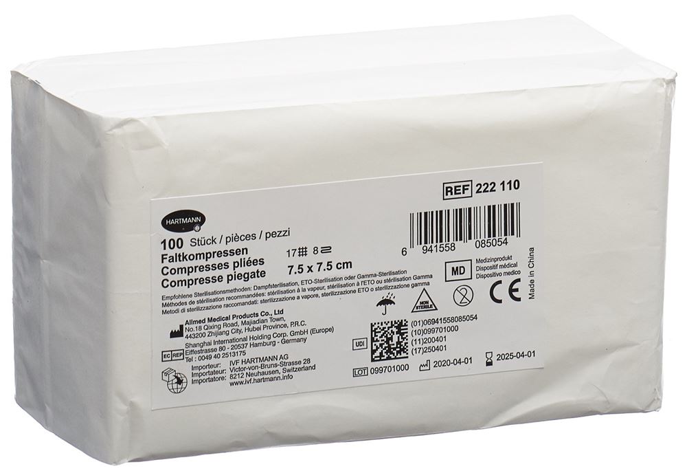 IVF Faltkompresse T17 7.5x7.5cm 8fach 100 Stuck IVF Faltkompresse T17 7.5x7.5cm 8fach 100 Stuck
