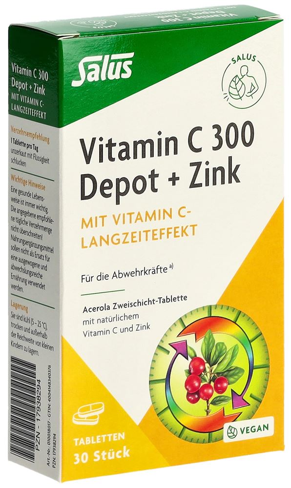 Salus® Vitamin C 300 Depot + Zink Tabletten 30 Stück Salus® Vitamin C 300 Depot + Zink Tabletten 30 Stück