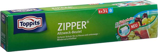 Toppits Zipper Allzweckbeutel 3l 8 Stück