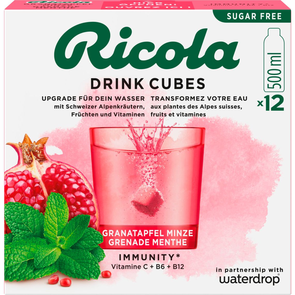Ricola Drink Cubes Granatapfel Minze ohne Zucker 25.8g