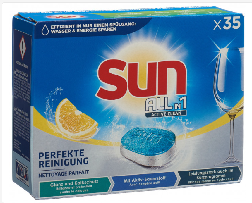SUN All-in-1 Active Clean Tabs Regular Box 35 Stück