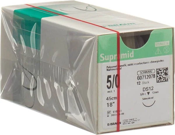 Supramid 45cm DS 12 5-0 schwarz 12 Stück