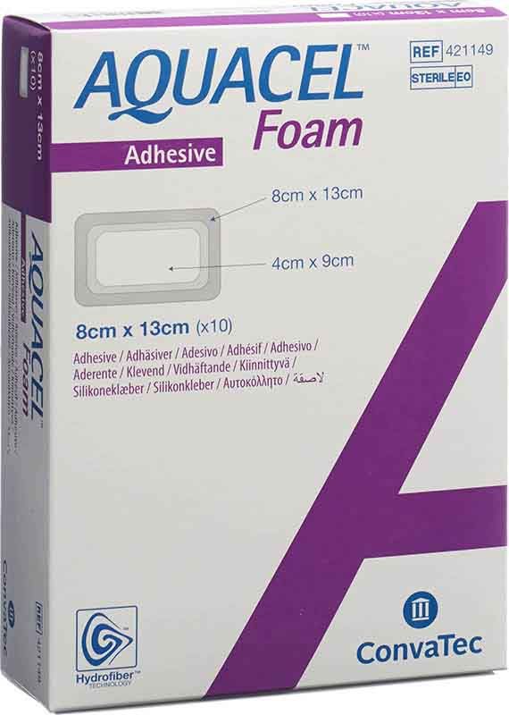 AQUACEL FOAM adhäsiv 8x13cm 10 Stück