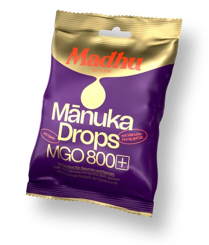 MADHU Manuka Drops Austernpilz MGO 800+ Ingwer 20 Stück