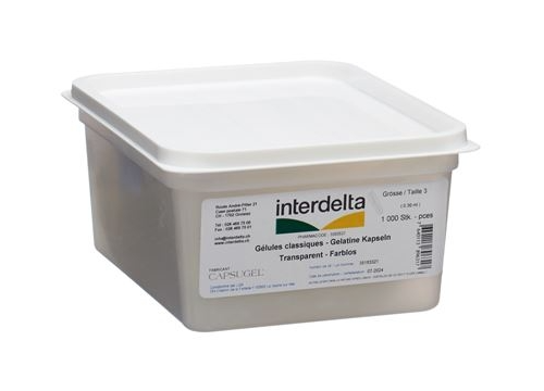 LGA Gelatine Kapseln Interdelta 3 transparent Box 1000 Stück