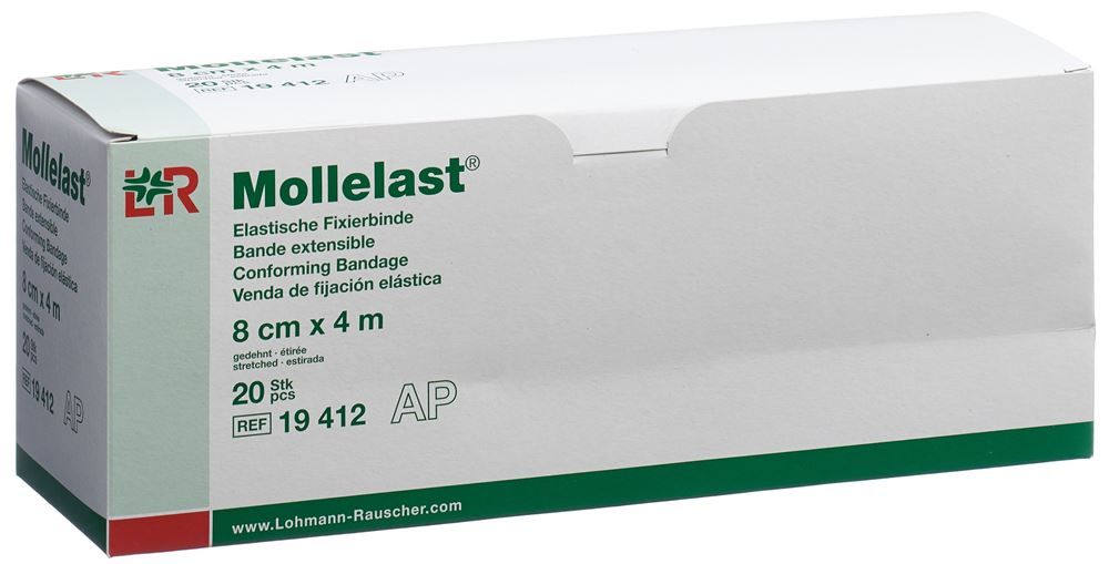 MOLLELAST Elast Fixierbinde 8cmx4m weiss 20 Stück MOLLELAST Elast Fixierbinde 8cmx4m weiss 20 Stück