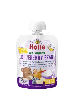 Holle Blueberry Bear Pouchy Heidelbeere Apfel & Banane mit Joghurt 85g Holle Blueberry Bear Pouchy Heidelbeere Apfel & Banane mit Joghurt 85g