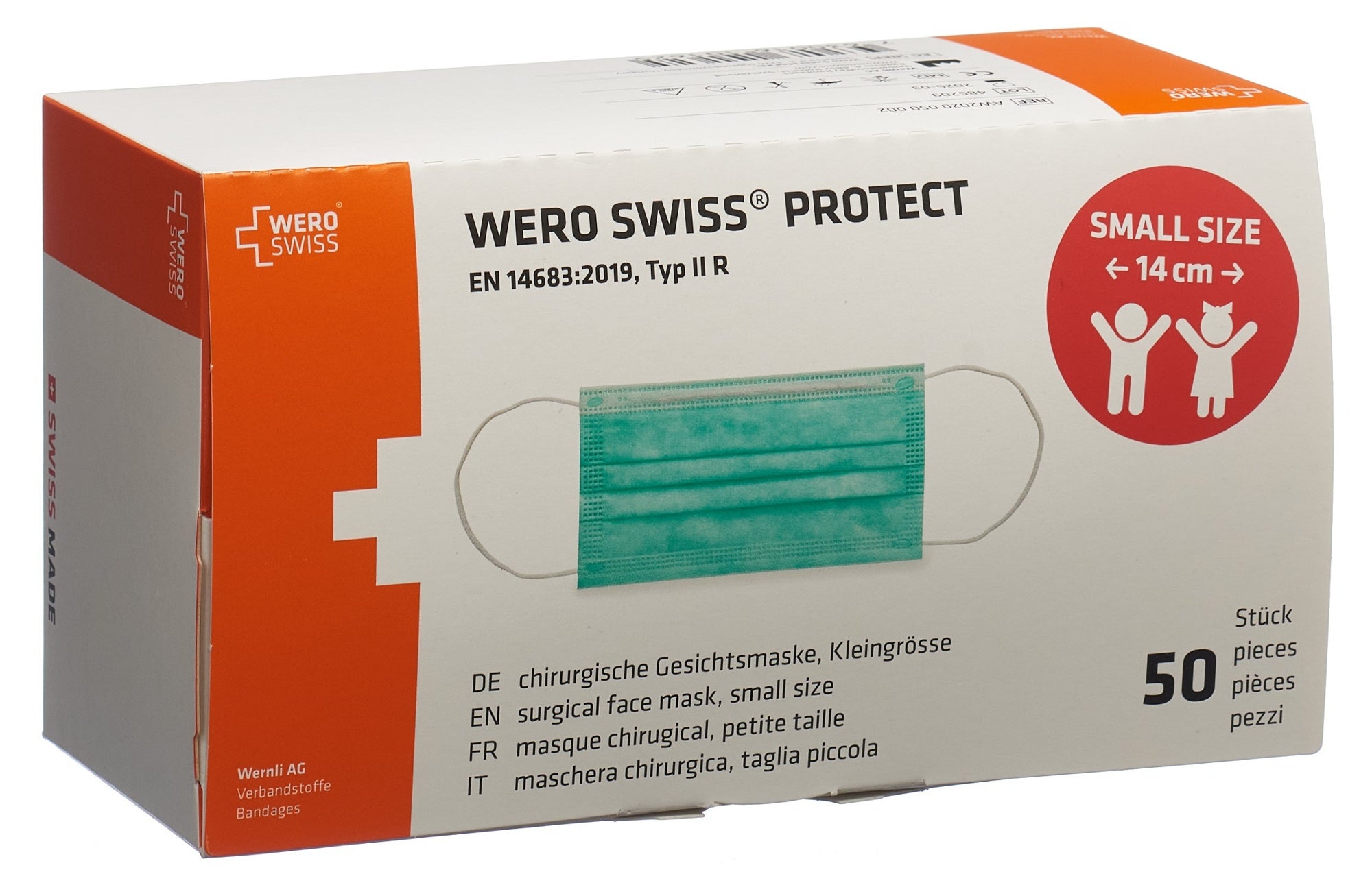 WERO SWISS Protect Maske Typ IIR Small Size Box 50 Stück