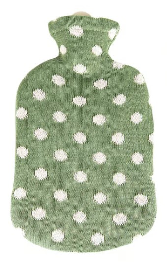 SÖNGER Wärmflasche 2l Strickbezug grün Punkte
