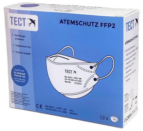 TECT FFP2 Atemschutzmaske comfort faltbar ohne Ventil 10 Stück
