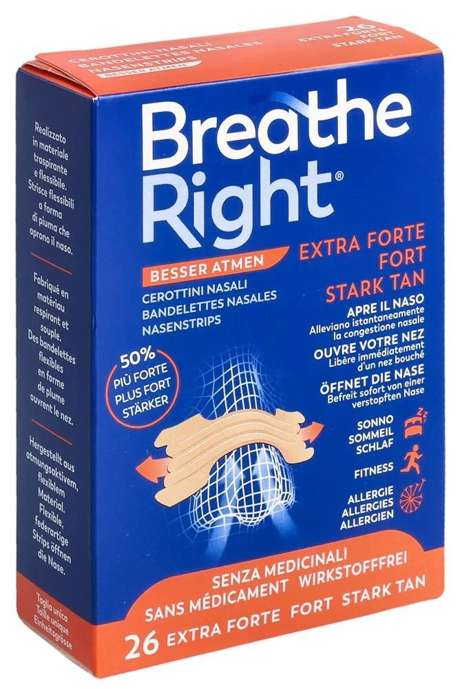 Breathe Right Nasenpflaster EXTRA Stren TAN 26 Stück