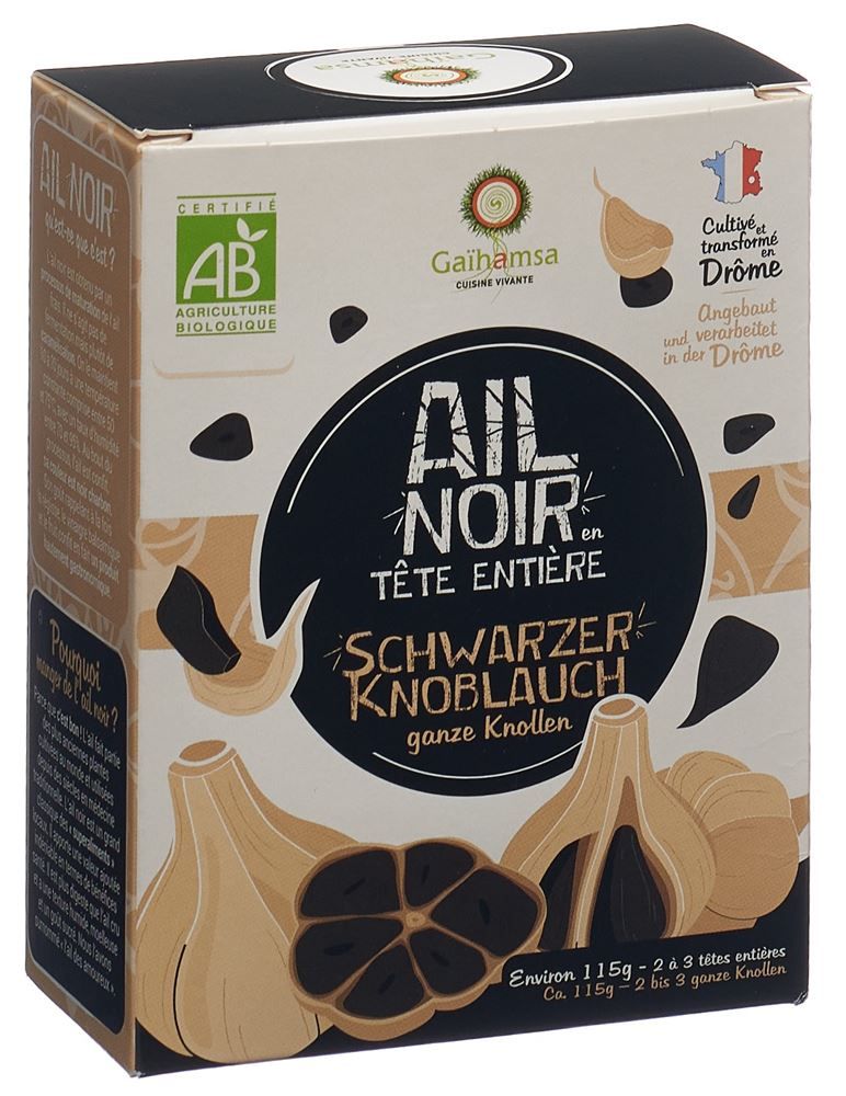 GAIHAMSA Schwarzer Knoblauch ganze Köpfe Bio 2 Stück