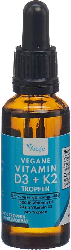 VELIFE Vitamin D3 K2 Tropfen vegan Pip Fl 30ml