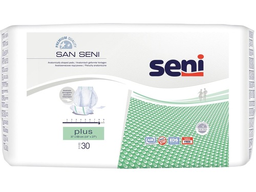 San Seni Plus Vorlagen atmungsaktiv anatomisch 37x69cm 8 Tropfen 30 Stück