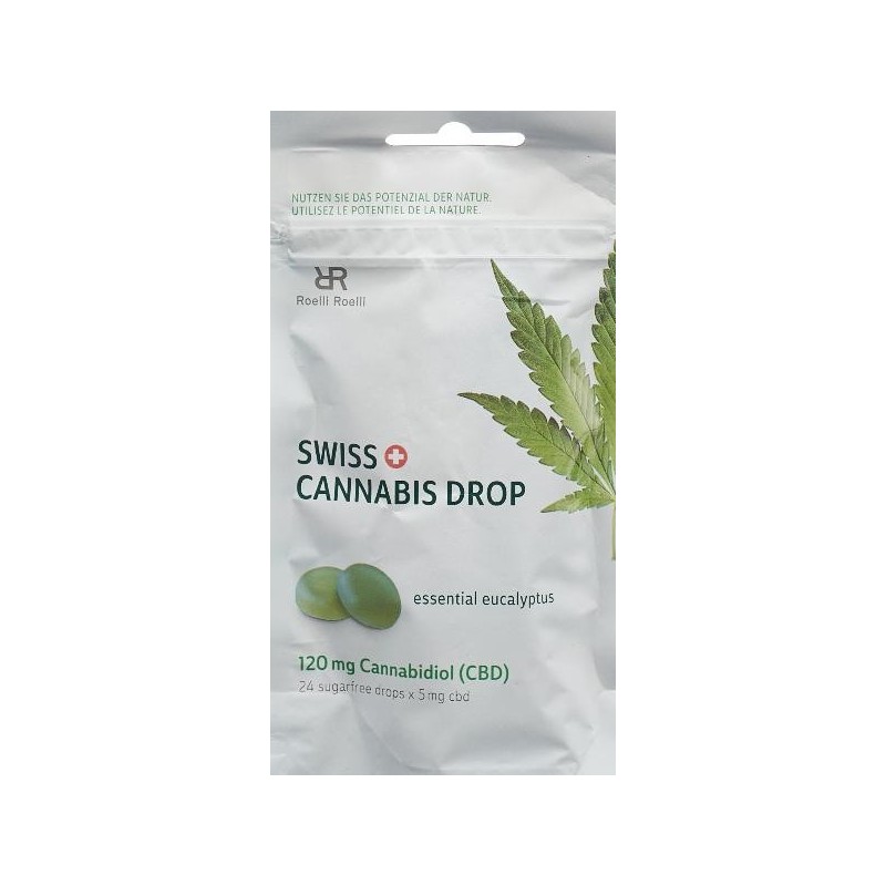 SWISS CANNABIS Drop 120 mg CBD Pastillen Eukalyptus sugarfree 12 x 24 Stück