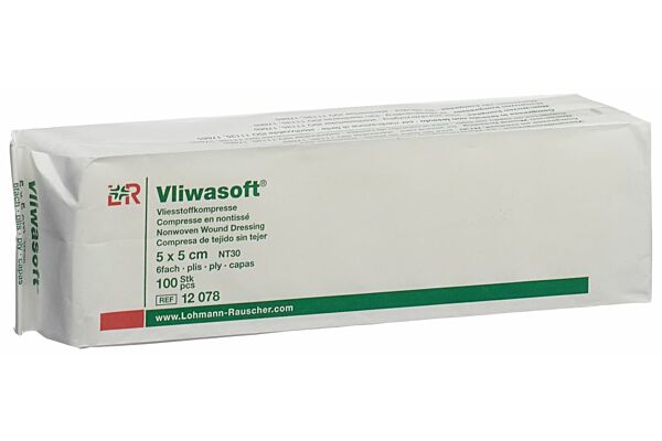 Vliwasoft Vliesstoffkompressen 5x5cm 6-lagig Btl 100 Stück