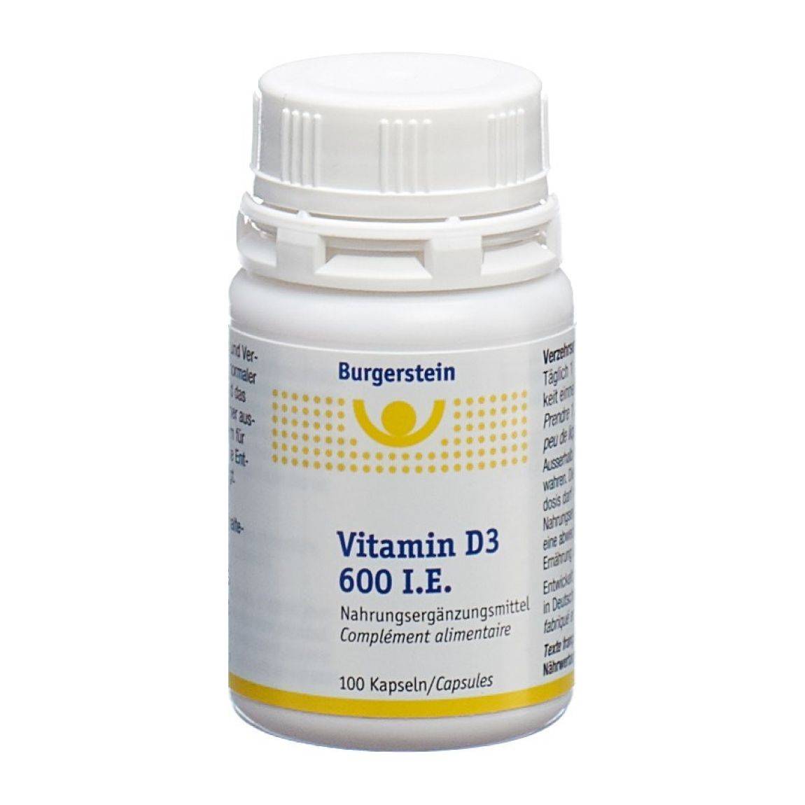 BURGERSTEIN Vitamin D3 Kapseln 600 IE 100 Stück BURGERSTEIN Vitamin D3 Kapseln 600 IE 100 Stück