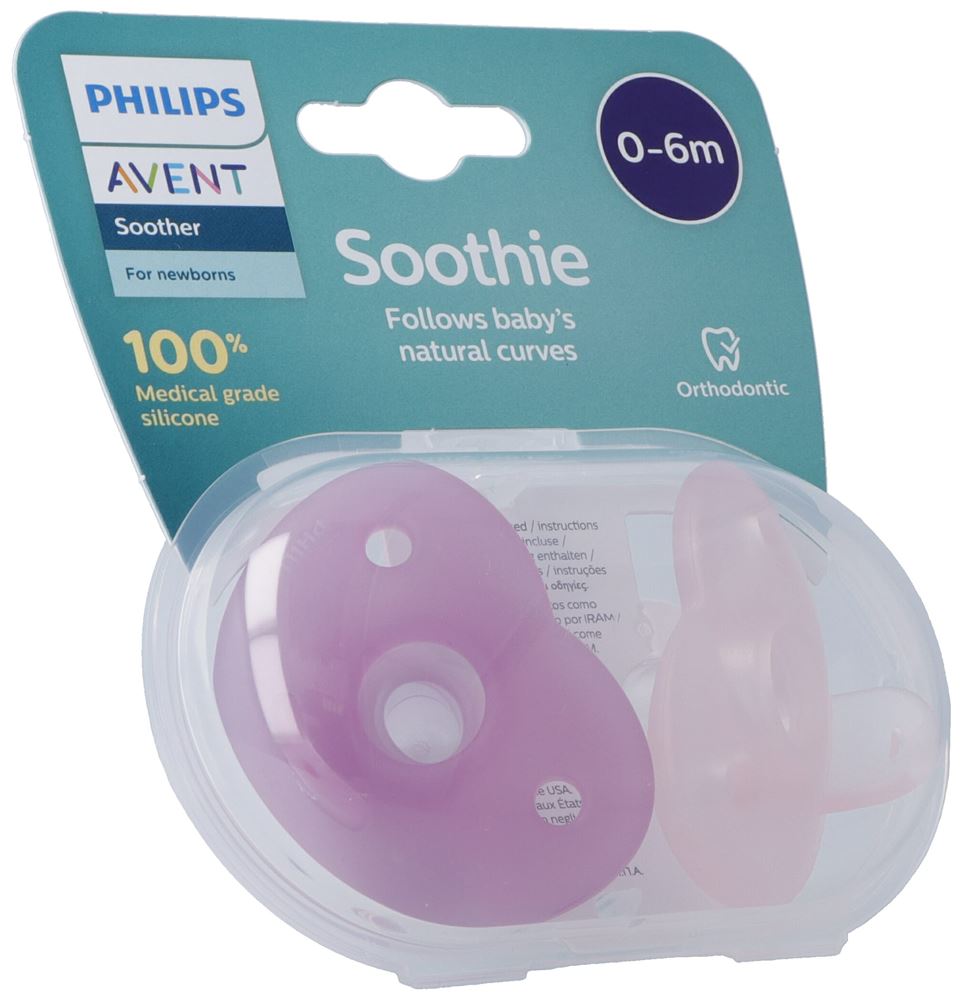 Philips AVENT Curved Soothie Pink 0-6m Steri 2 Stück