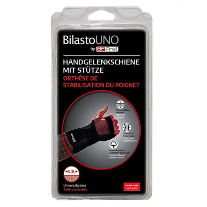Bilasto Uno Handgelenkschiene S-XL rechts mit Stütze und Velcro