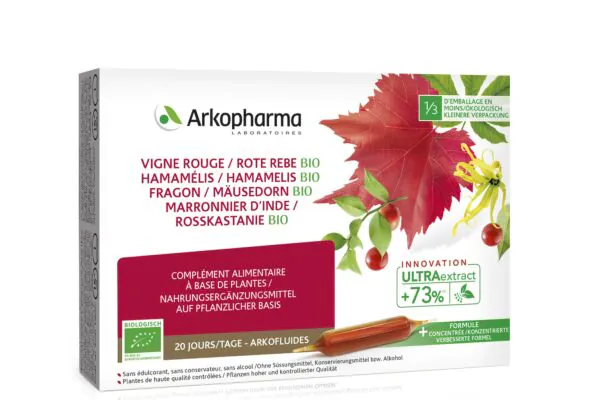 Arkofluide Rote Rebe Hamamelis Mäusedorn Rosskastanie Trinkampullen Bio 20 Stück