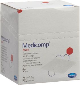 Medicomp drain 7.5x7.5 steril 25 Btl 2 Stück