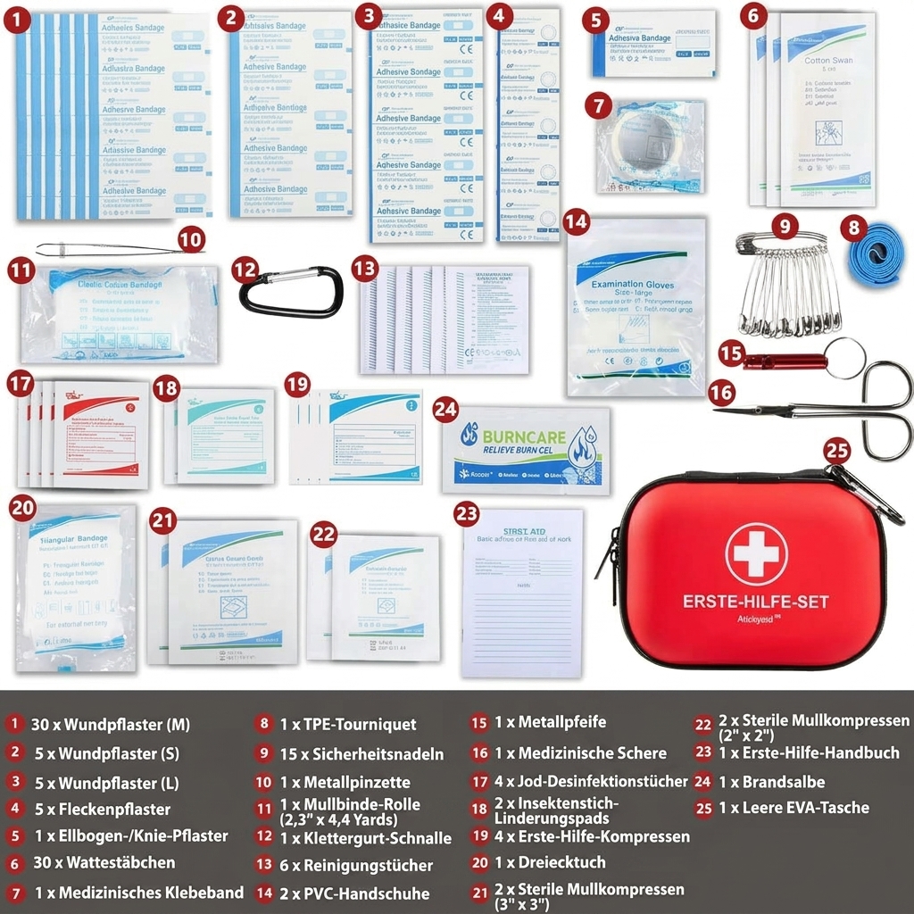Erste-Hilfe-Set Outdoor & Reise, wasserdicht, 25-teilig