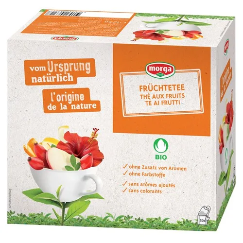 Morga Früchtetee mit Honig Bio Knospe Beutel 50 Stück