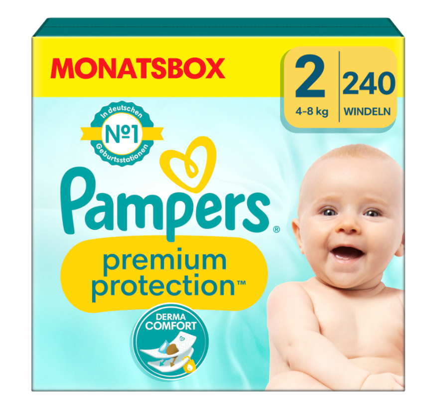 Pampers Prem Prot NB Gr2 4-8kg Mini Monat 240 Stück