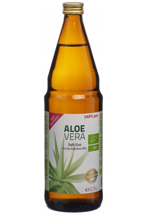 Aloe Vera Saft Bio 100 % pur Premium Glasflasche 0.75 lt