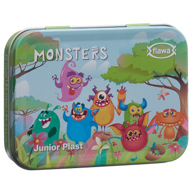 Flawa Junior Plast Strips Monsters Tin Box 20 Stück Flawa Junior Plast Strips Monsters Tin Box 20 Stück