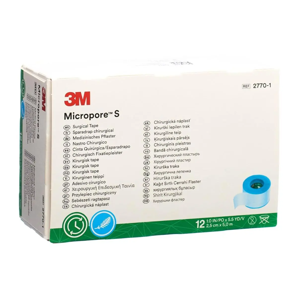 3M Micropore S Silikonrollep 2.5cmx5m 12 3M Micropore S Silikonrollep 2.5cmx5m 12