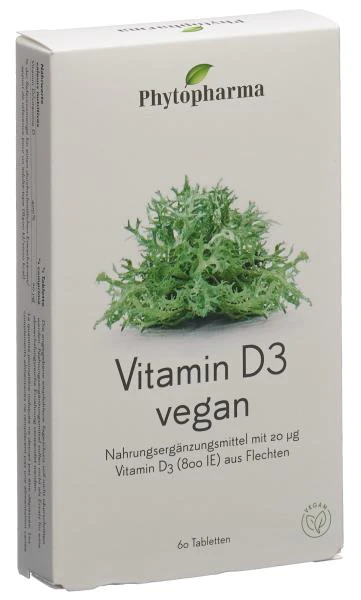 Phytopharma Vitamin D3 Tabletten vegan 60 Stück Phytopharma Vitamin D3 Tabletten vegan 60 Stück