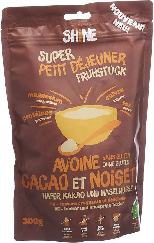 SHINE Hafer Frühstück Roher Kakao Haselnuss 300g