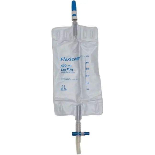 Flexicare Urinbeutel 750ml 7cm mit Ablauf und Schwenkhahn steril 10 Stück